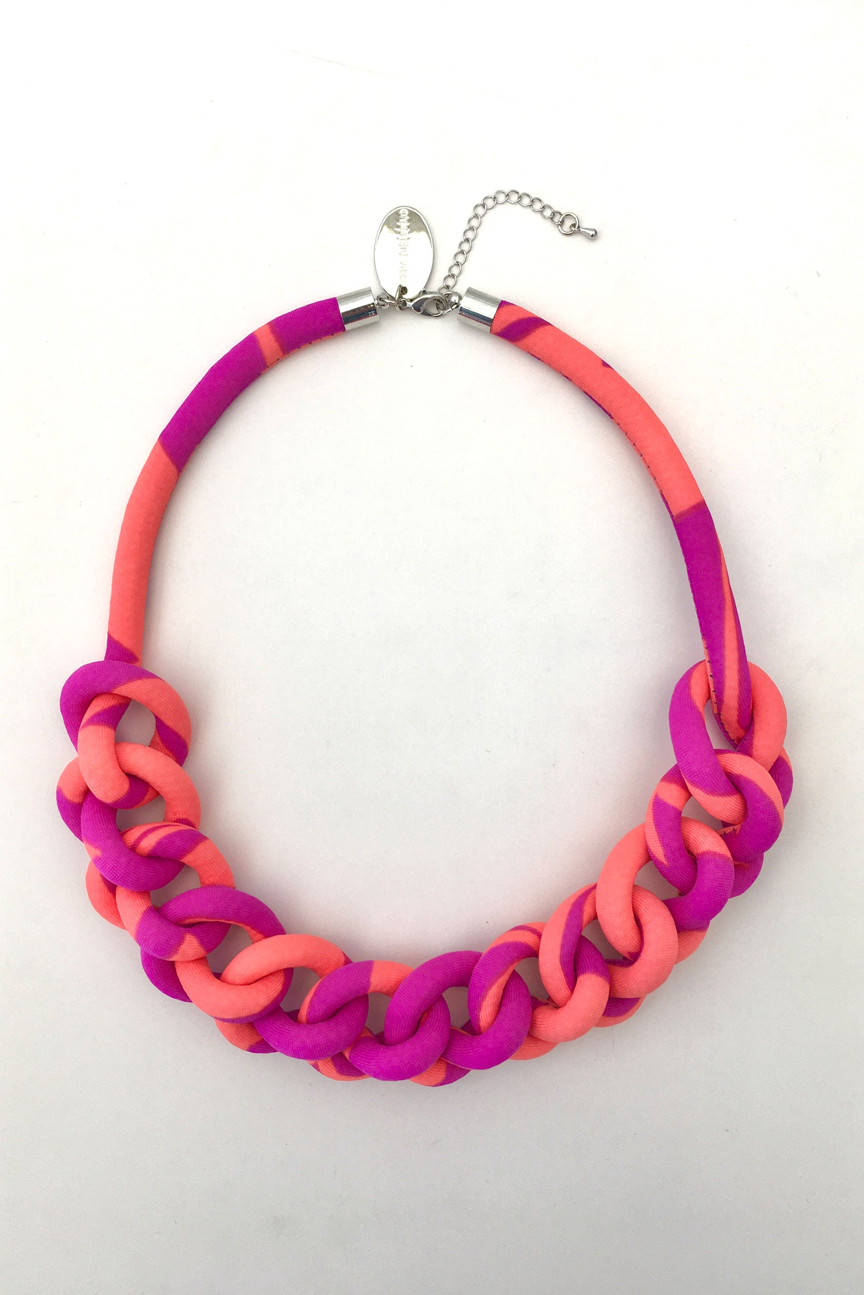 Collar Cadena prin magenta/ naranjo