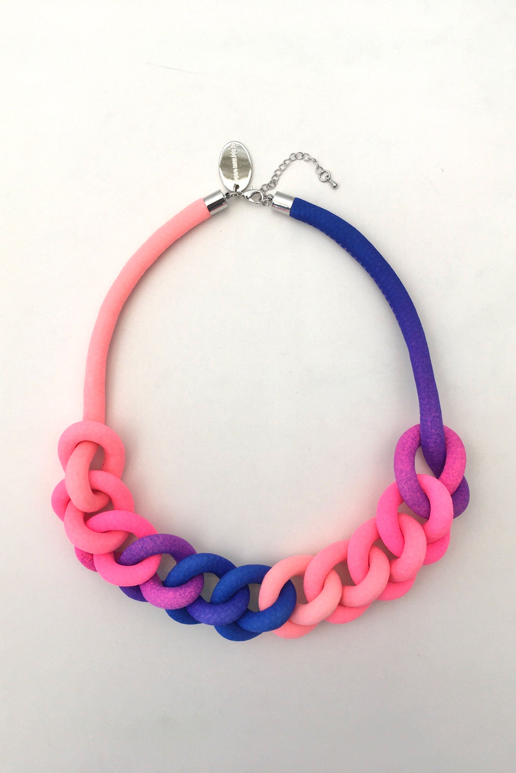 Collar Cadena degradé fucsia/azul