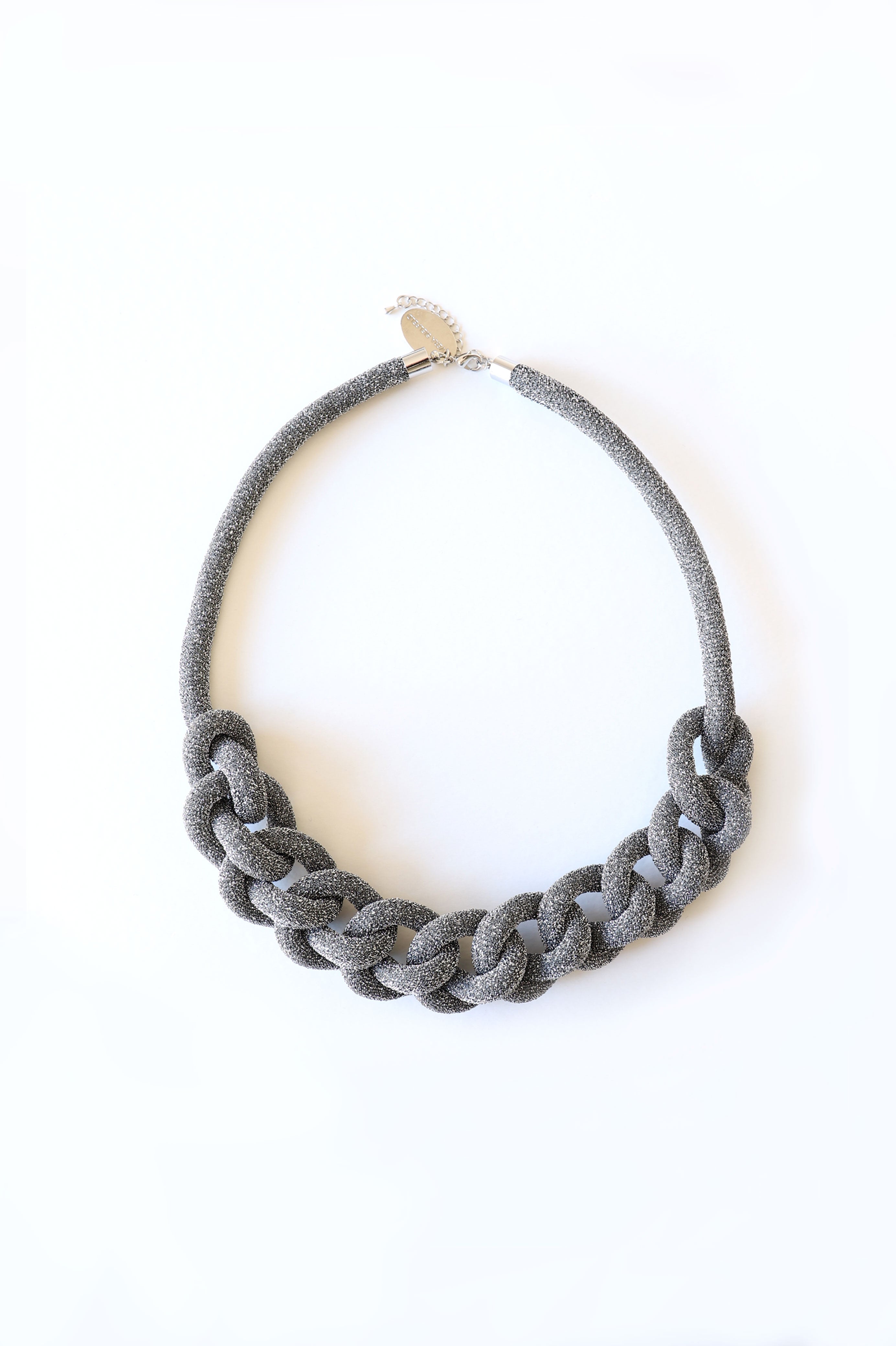 Collar Cadena Plateado Lurex Brillos